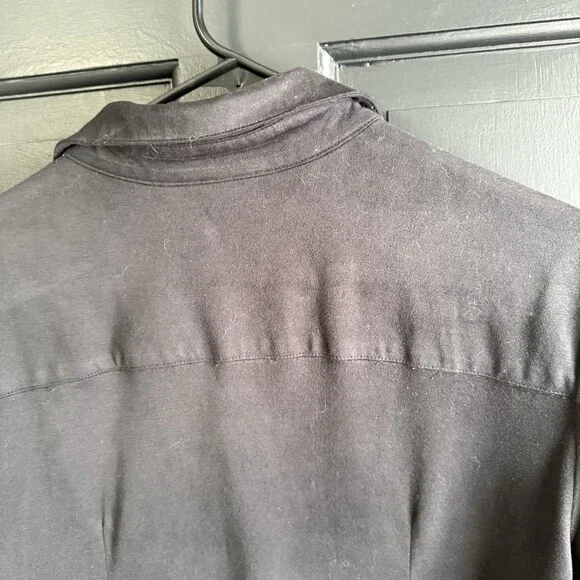 Double D Ranch Women's Size Large Black Suede Feel Button Up Western Shirt - Picture 9 of 11